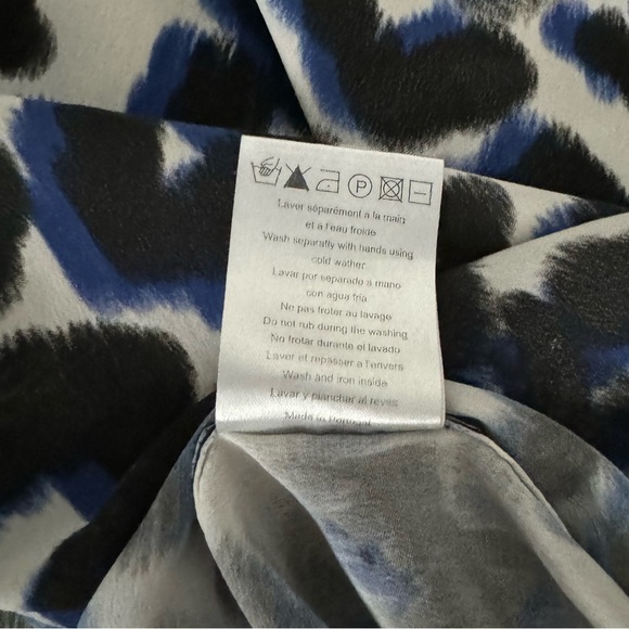 Sandro 100% Silk Button Down, Sz 2, Leopard Print - Picture 10 of 12